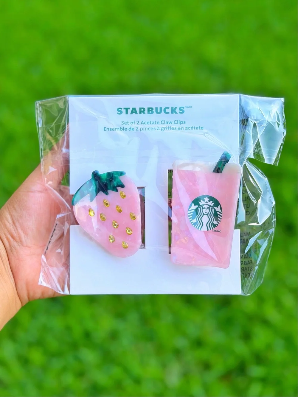 Starbucks Limited Edition Strawberry & Pink Drink Hair Claw Clips Set